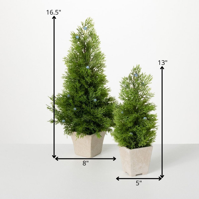 Artificial Cedar Tree Set Of 2 Birch Lane